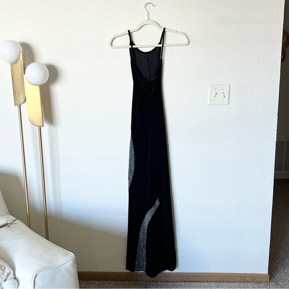 Vintage Y2K 2000s 90s velvet glitter design maxi dress - Picture 2 of 6